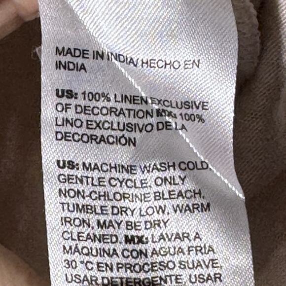 New Chico's Ladder Lace Detail Linen Smokey Taupe Blouse Sz 4 XXL - Picture 5 of 5